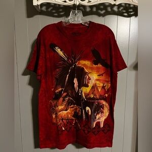 The Mountain Indian Collage TShirt Red Tye Dye